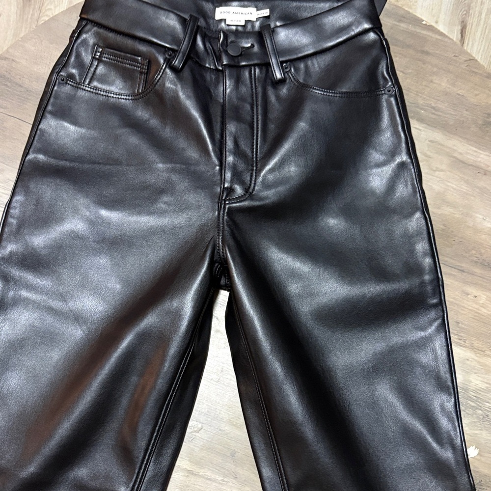 Woman’s good American Black Leather Jeans